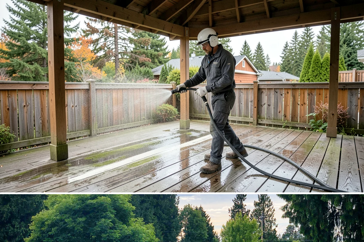 Trellis Cleaning in Bonney Lake, Pierce County, WA - Wash trellises in early spring before climbers fill in, when the grid is open and easy to reach.