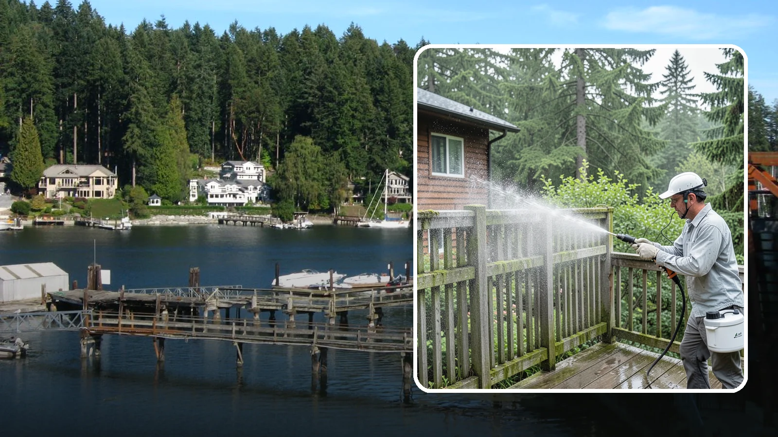 Trellis Cleaning in Gig Harbor, Pierce County, WA - We clean garden trellises to clear algae, cobwebs, and grime from the tight lattice grid that plants climb.