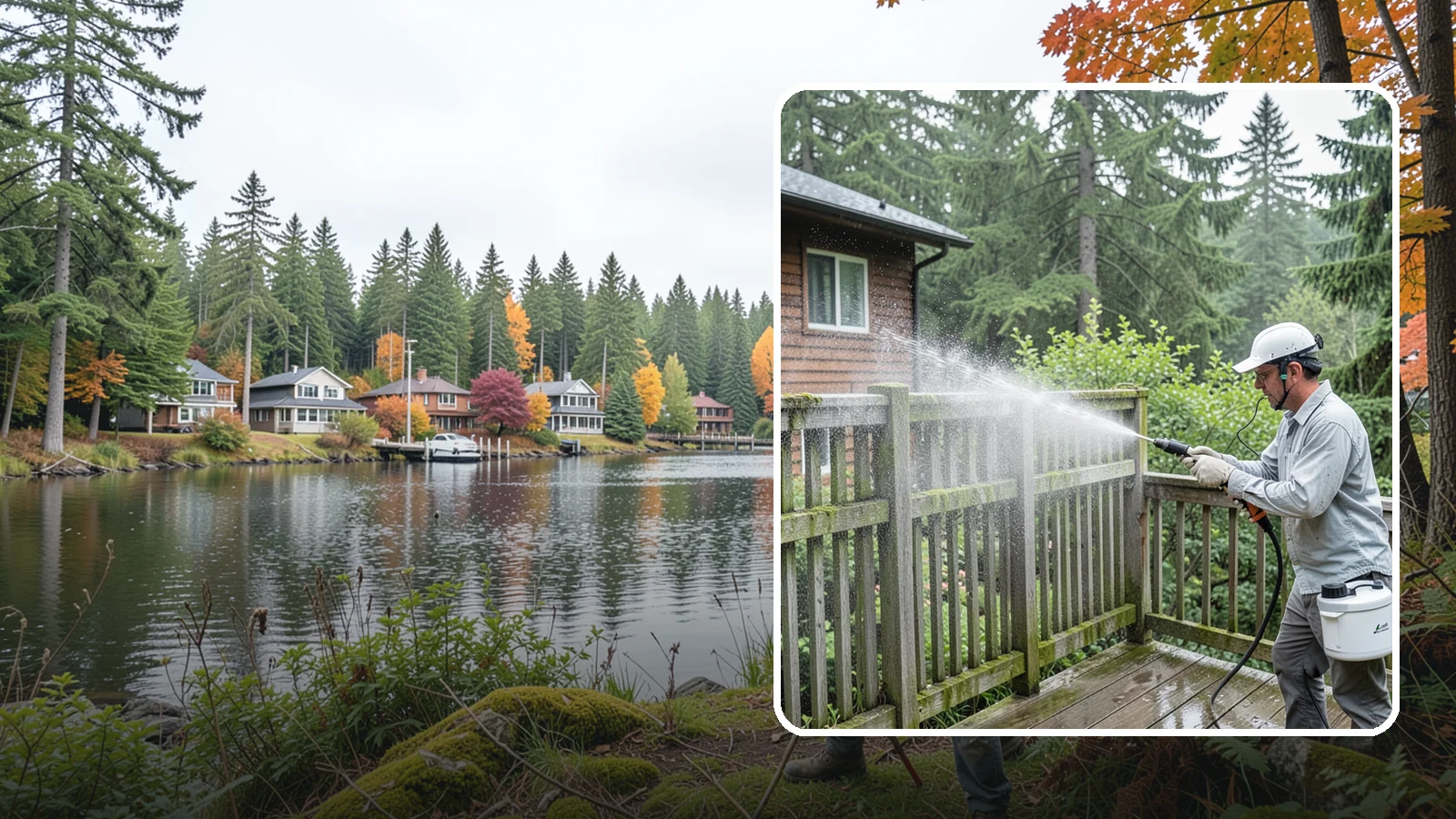 Trellis Cleaning in La Conner, Skagit County, WA - We clean garden trellises to clear algae, cobwebs, and grime from the tight lattice grid that plants climb.