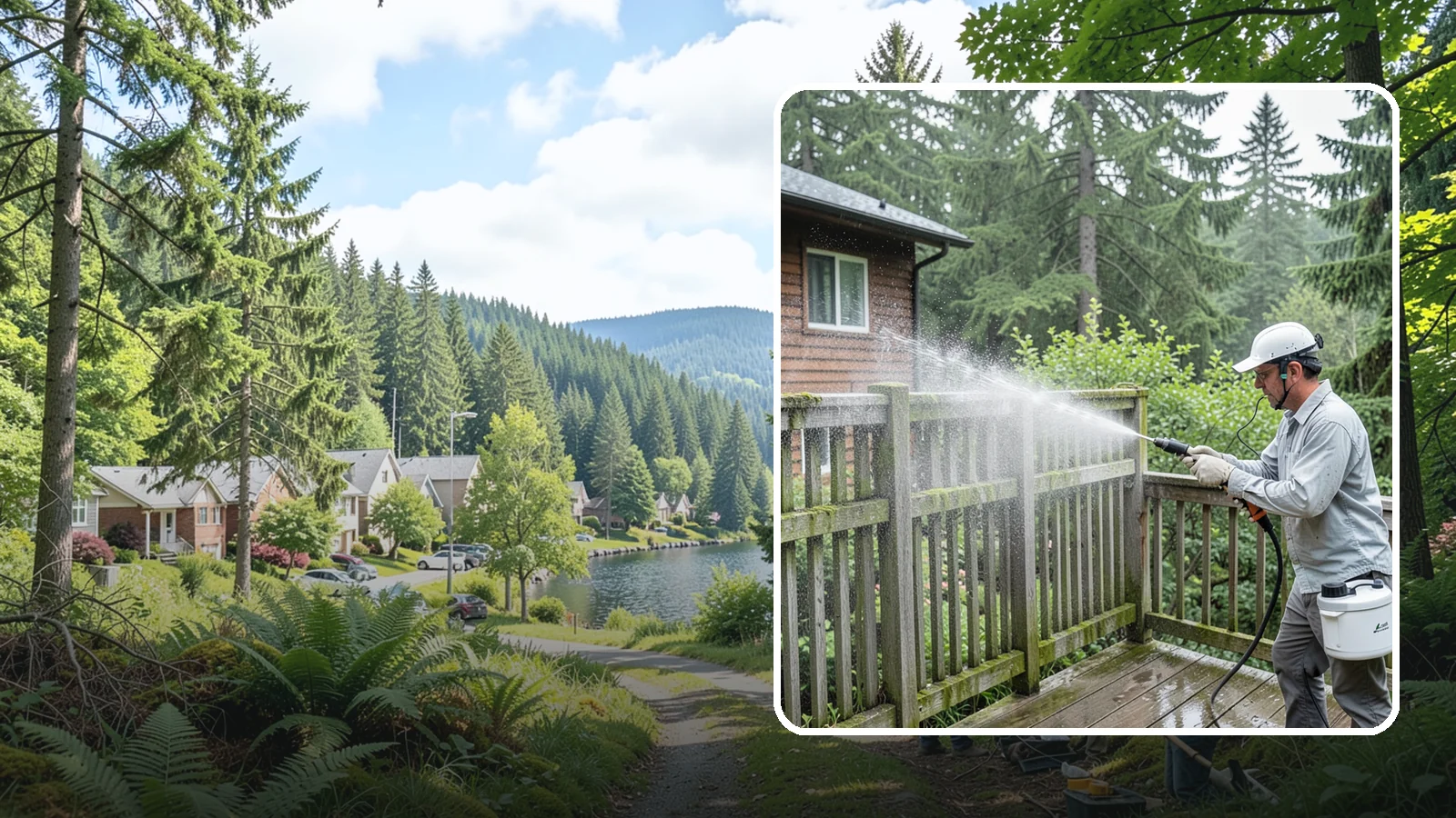 Trellis Cleaning in Lake Forest Park, King County, WA - We clean garden trellises to clear algae, cobwebs, and grime from the tight lattice grid that plants climb.