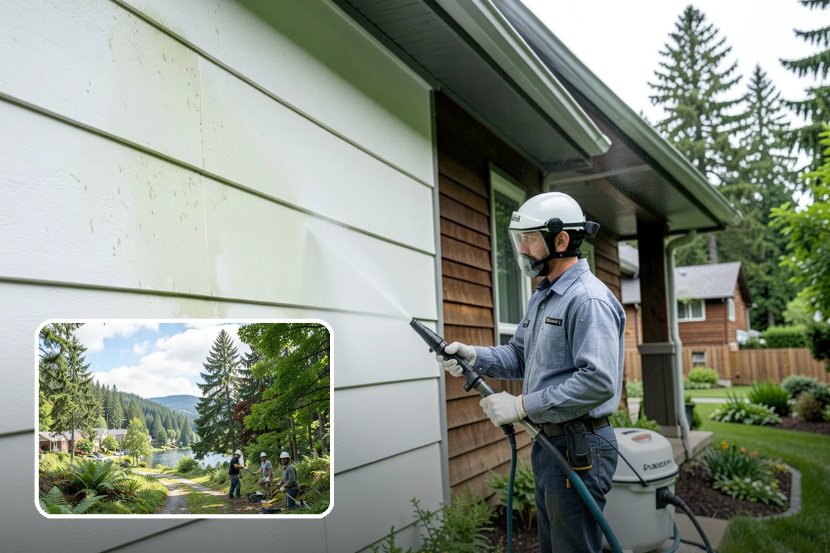 Trellis Cleaning in Lake Forest Park, King County, WA - Clears algae and cobwebs from tight lattice crossings