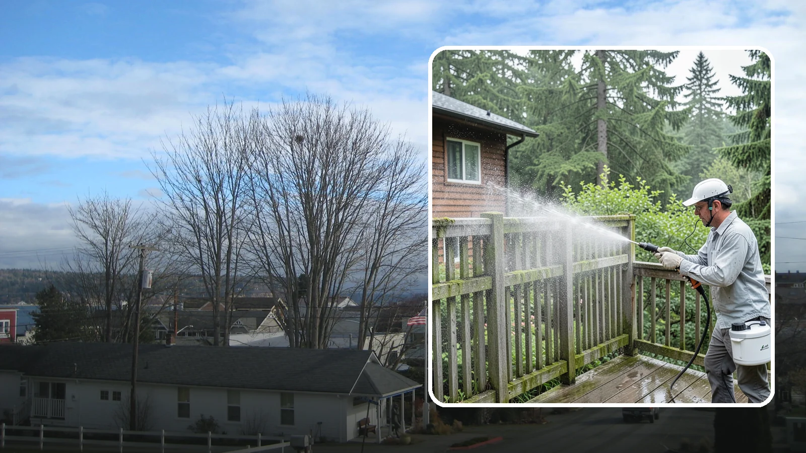 Trellis Cleaning in Langley, Island County, WA - We clean garden trellises to clear algae, cobwebs, and grime from the tight lattice grid that plants climb.