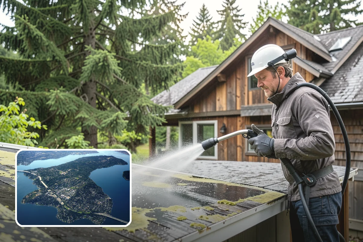 Trellis Cleaning in Mercer Island, King County, WA - Clears algae and cobwebs from tight lattice crossings