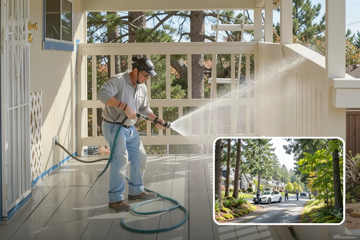 Trellis Cleaning in Normandy Park, King County, WA - Clears algae and cobwebs from tight lattice crossings