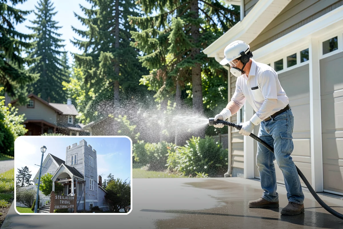 Trellis Cleaning in Steilacoom, Pierce County, WA - Clears algae and cobwebs from tight lattice crossings