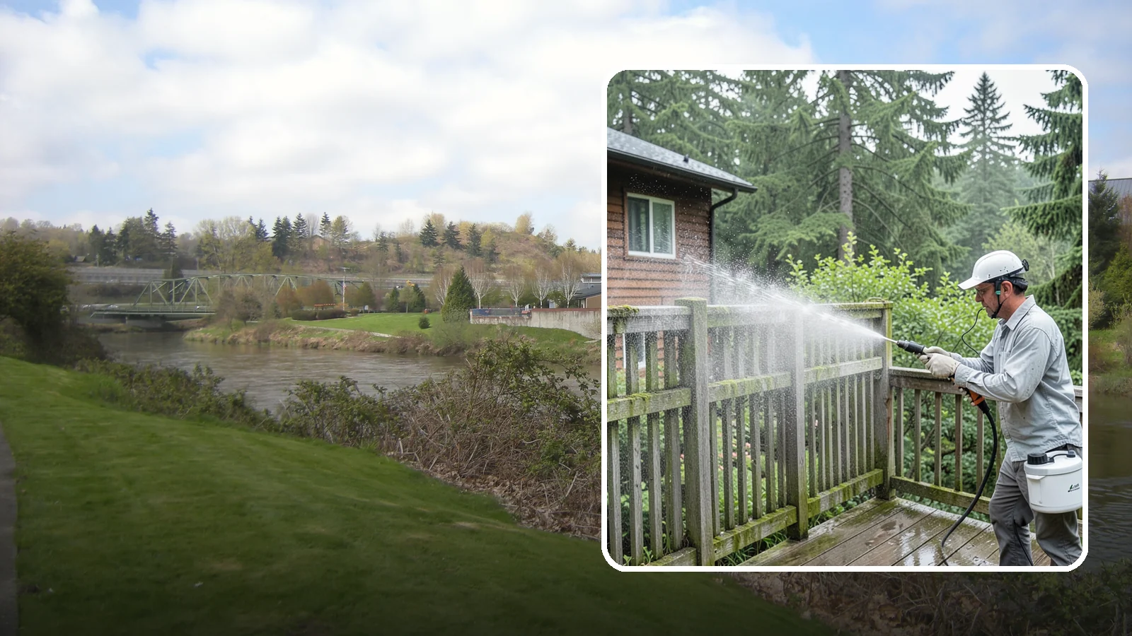 Trellis Cleaning in Tukwila, King County, WA - We clean garden trellises to clear algae, cobwebs, and grime from the tight lattice grid that plants climb.