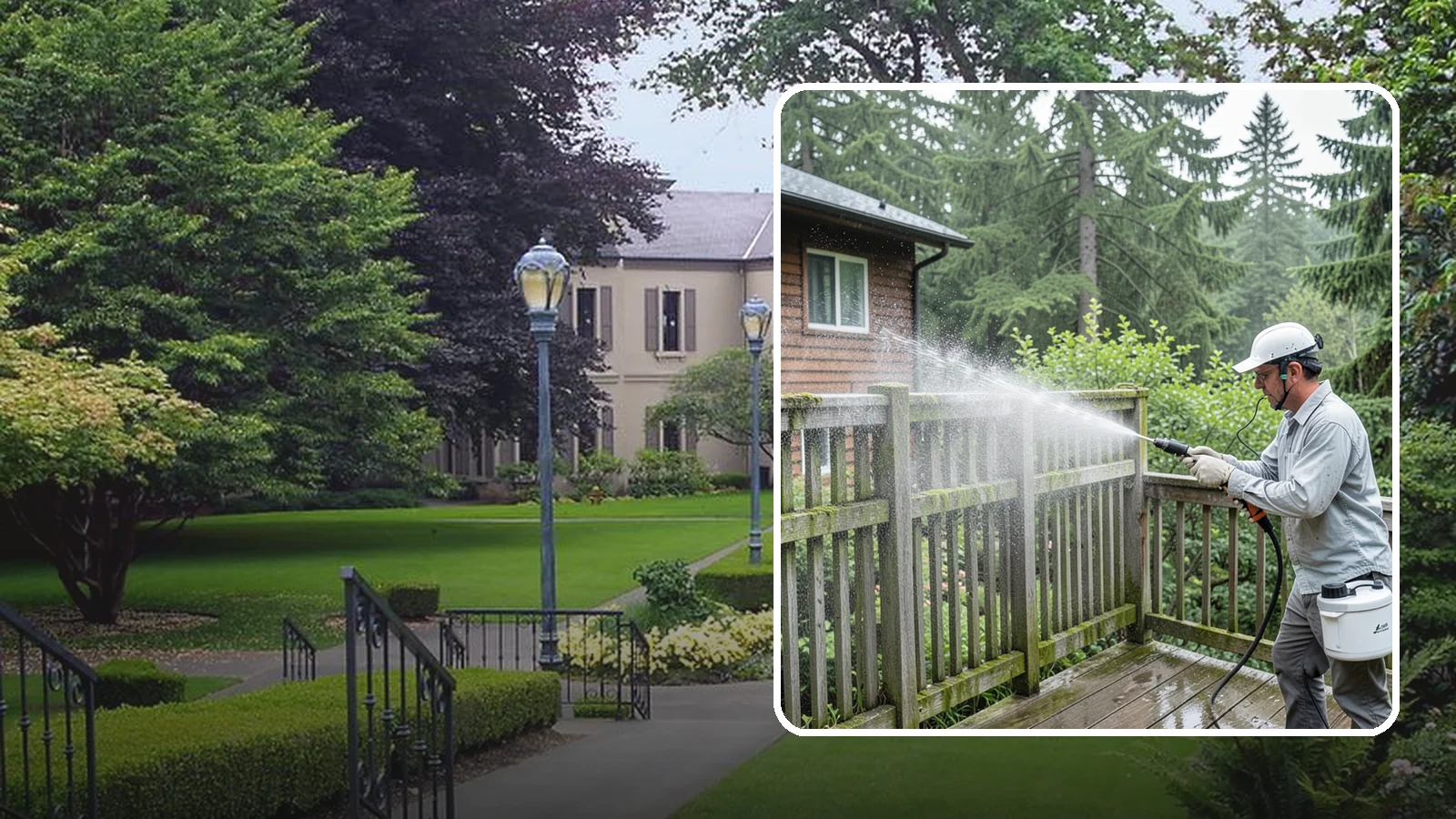 Trellis Cleaning in Woodinville, King County, WA - We clean garden trellises to clear algae, cobwebs, and grime from the tight lattice grid that plants climb.
