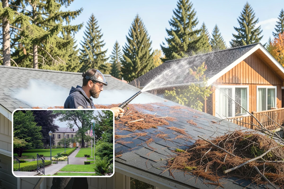 Trellis Cleaning in Woodinville, King County, WA - Clears algae and cobwebs from tight lattice crossings