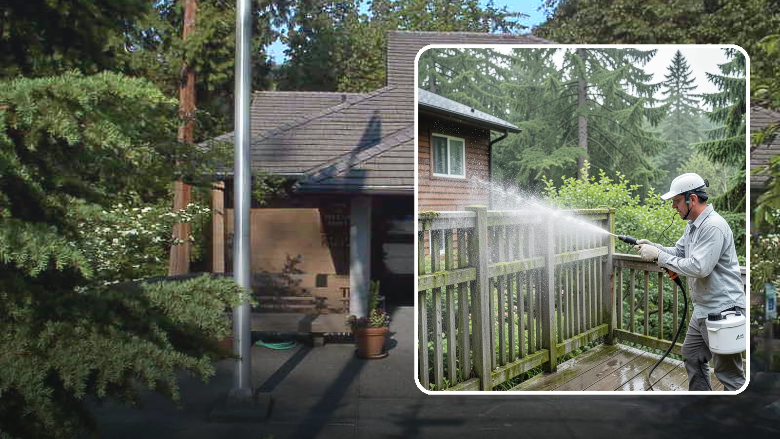 Trellis Cleaning in Yarrow Point, King County, WA - We clean garden trellises to clear algae, cobwebs, and grime from the tight lattice grid that plants climb.