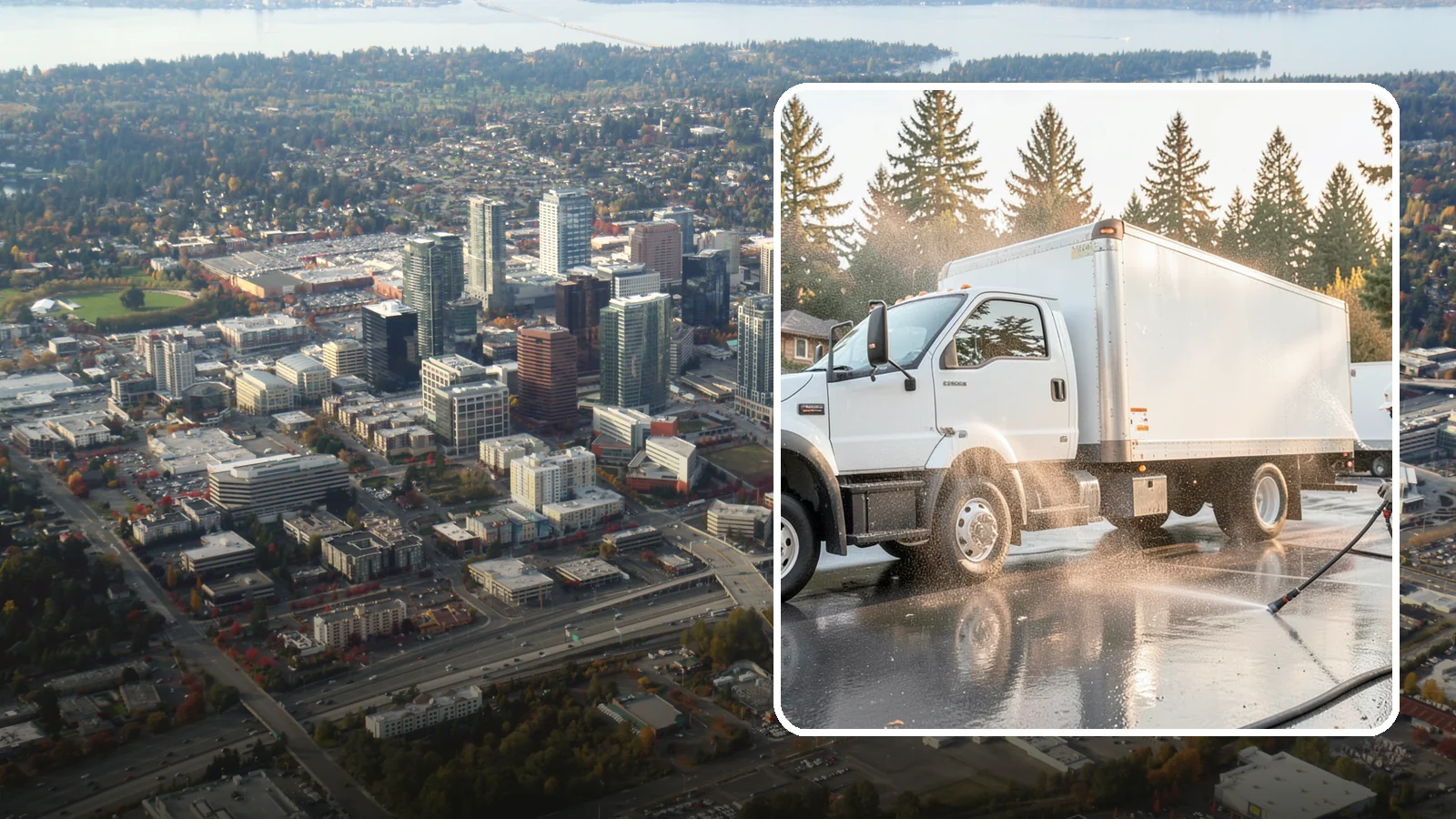 Truck Washing in Bellevue, King County, WA - We wash work trucks and box trucks to strip the mud, road film, and grime that Washington job sites and highways pile on.