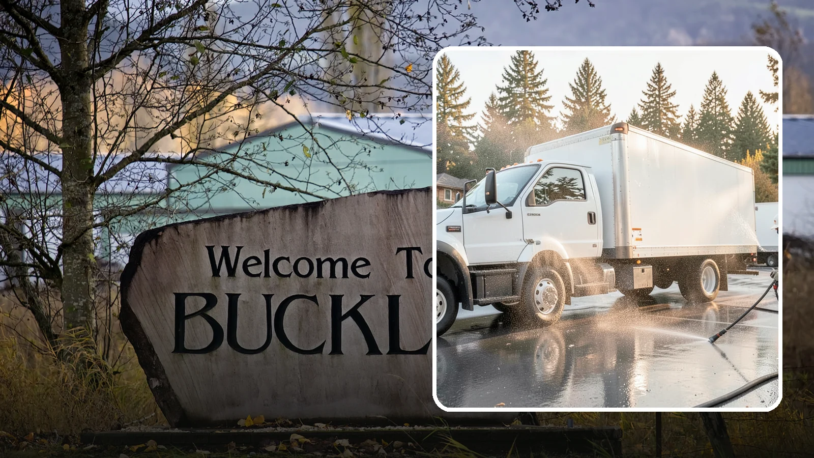 Truck Washing in Buckley, Pierce County, WA - We wash work trucks and box trucks to strip the mud, road film, and grime that Washington job sites and highways pile on.