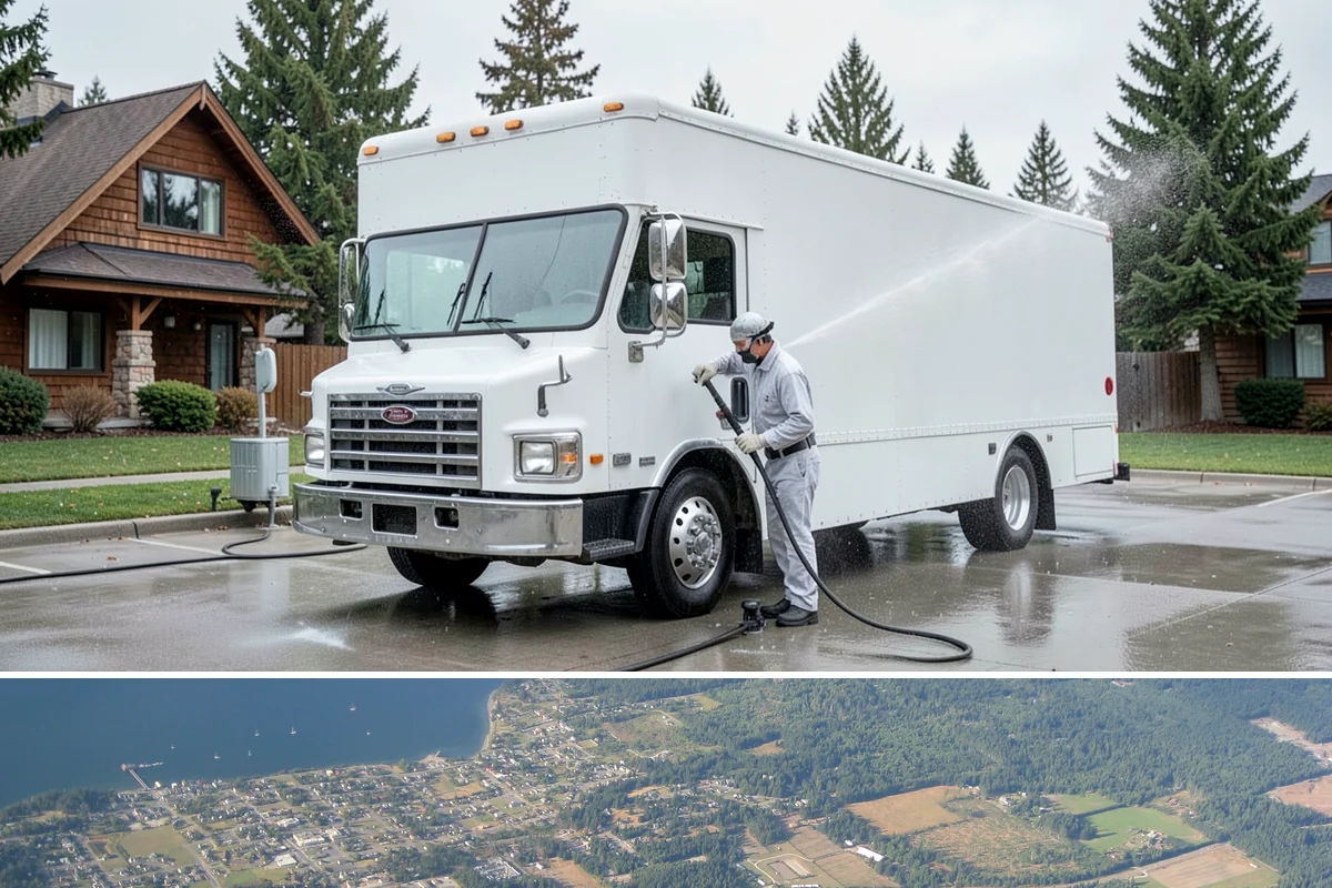 Truck Washing in Coupeville, Island County, WA - Muddy winter and spring conditions call for more frequent truck washes to stay presentable.