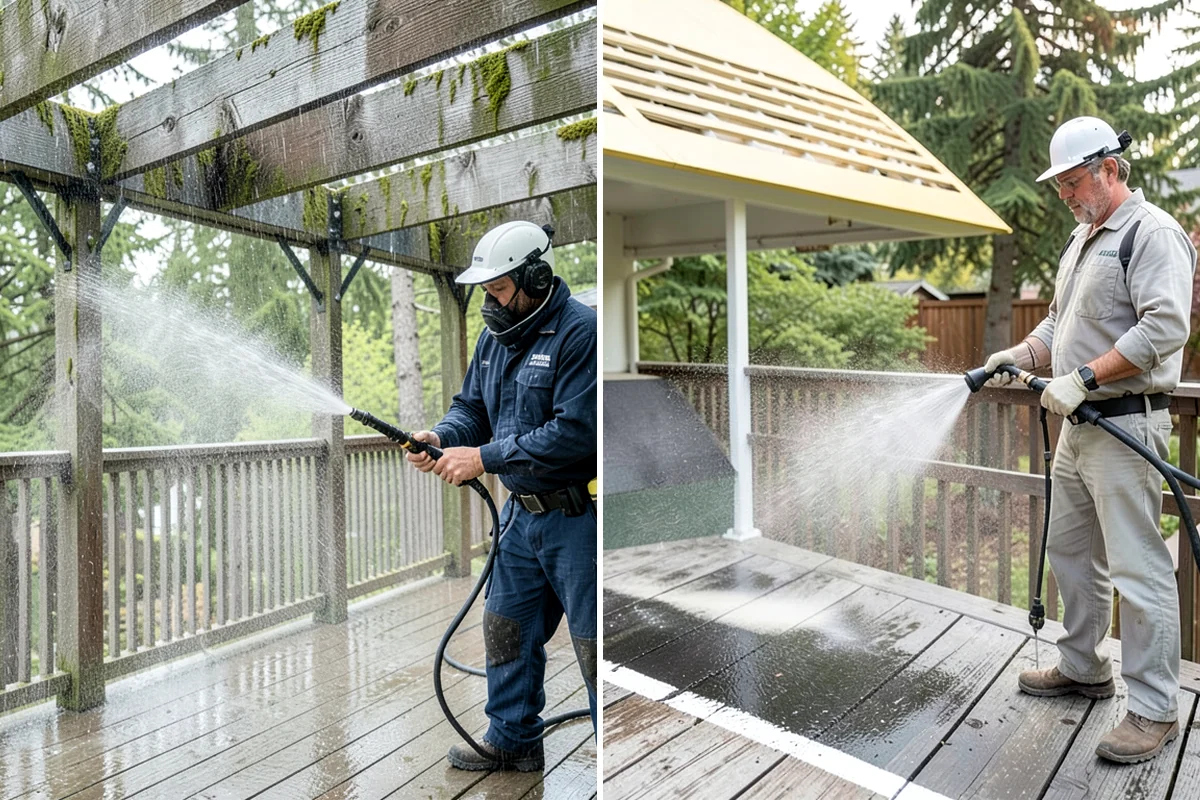 Truck Washing in DuPont, Pierce County, WA - Pre-rinse to loosen caked mud and grit