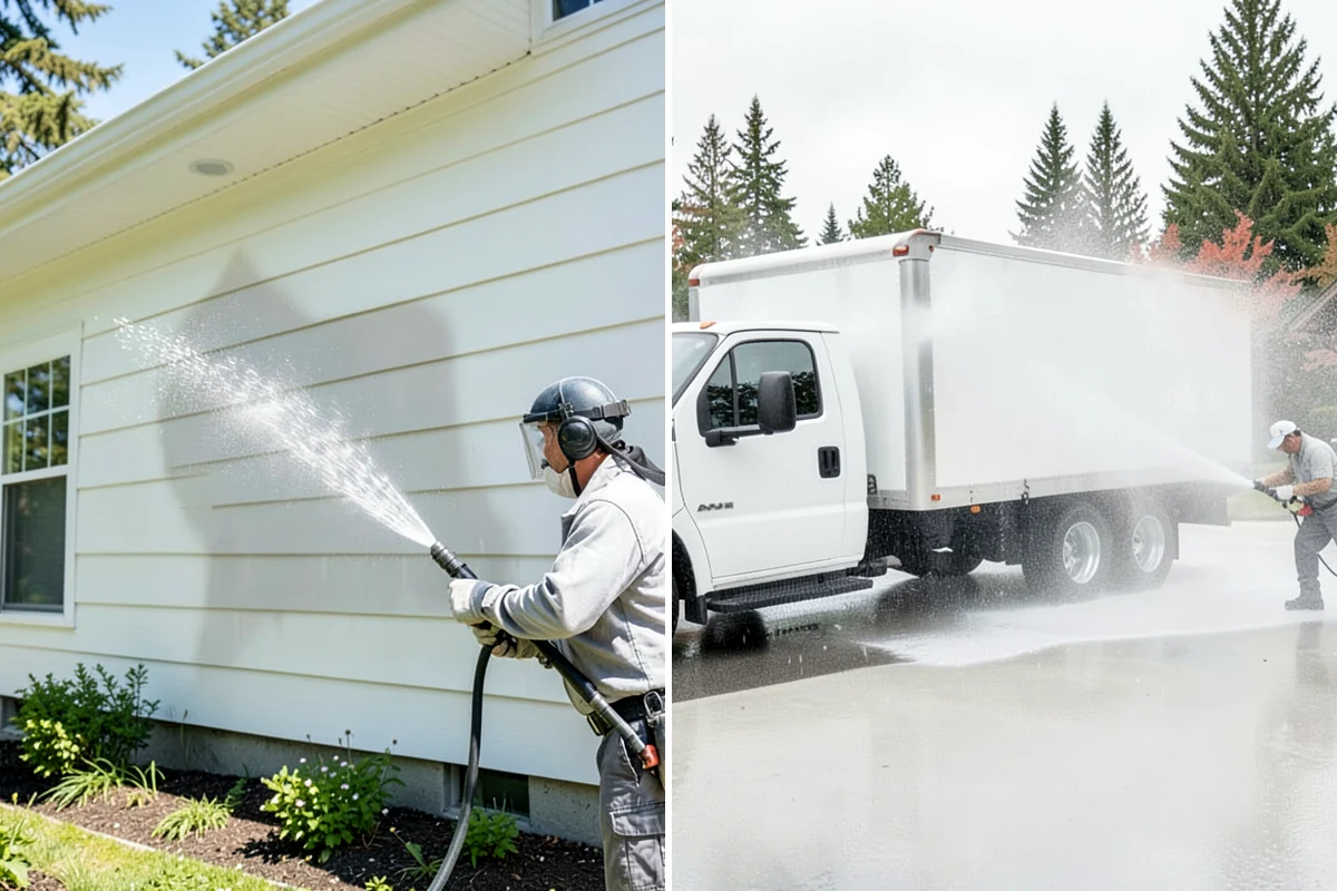 Truck Washing in Everett, Snohomish County, WA - Pre-rinse to loosen caked mud and grit