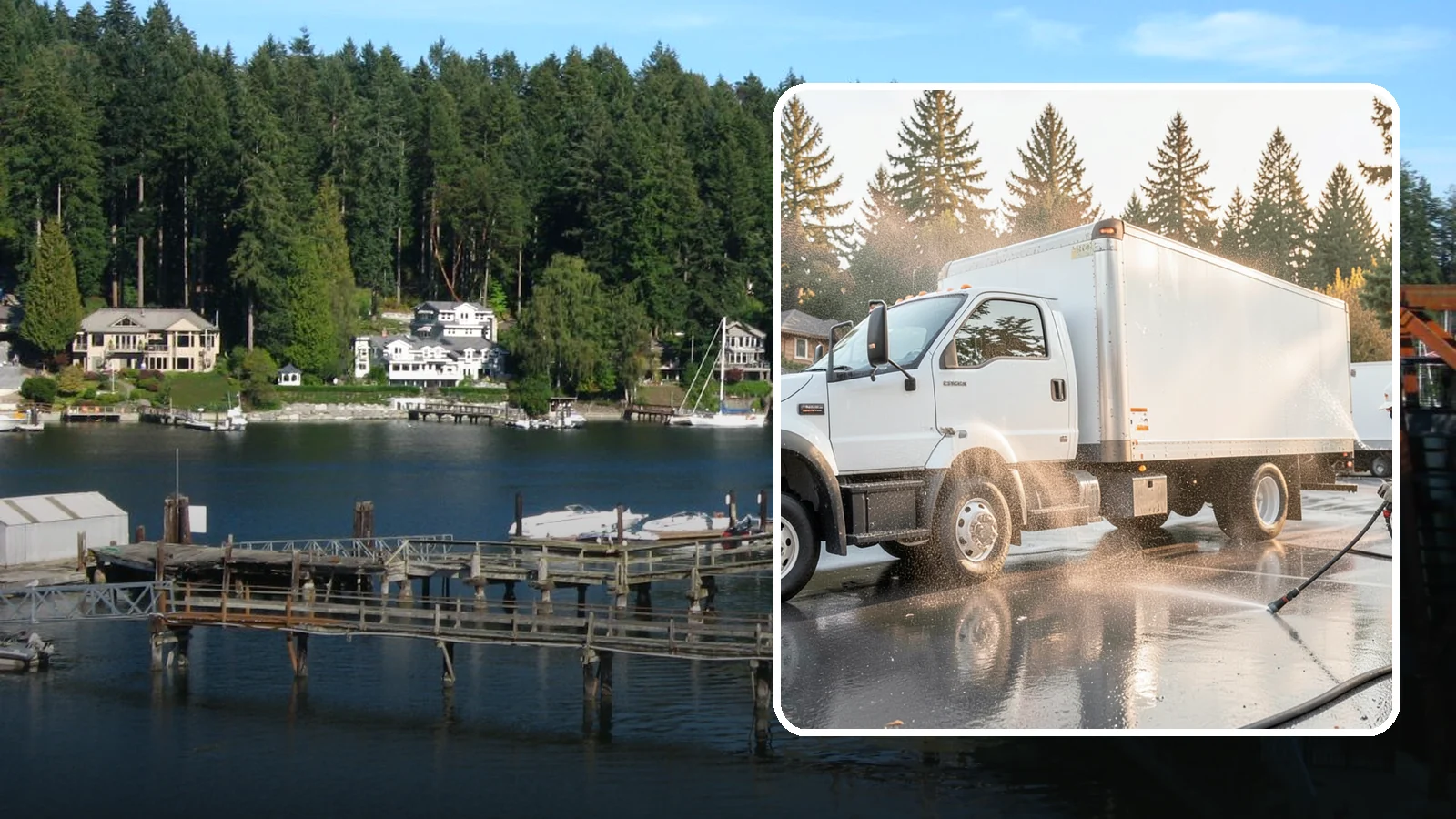 Truck Washing in Gig Harbor, Pierce County, WA - We wash work trucks and box trucks to strip the mud, road film, and grime that Washington job sites and highways pile on.