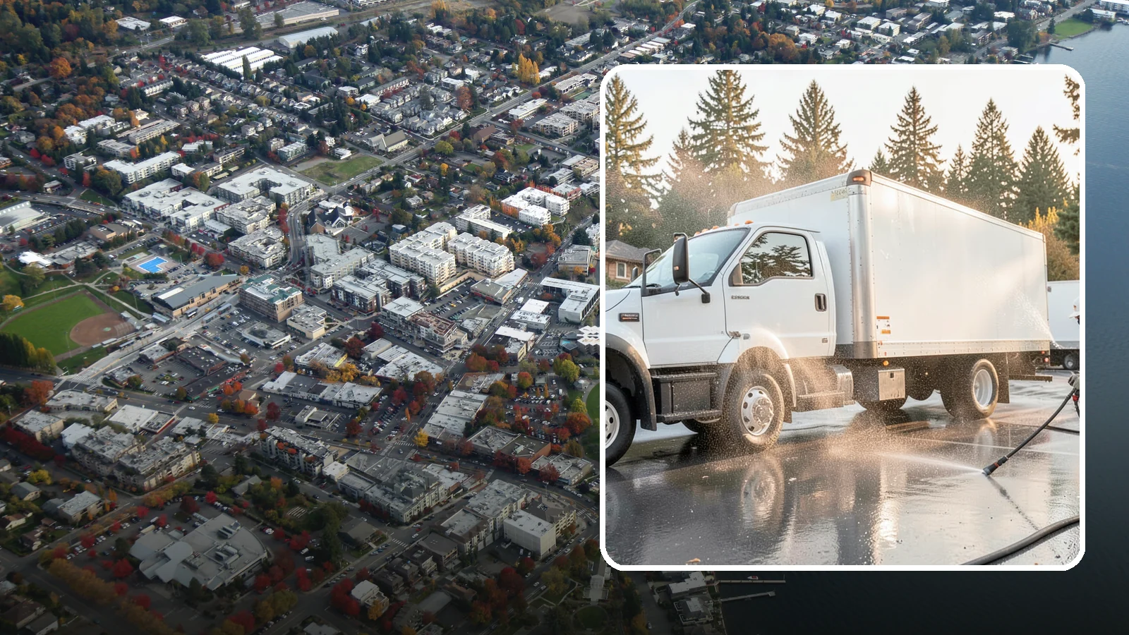 Truck Washing in Kirkland, King County, WA - We wash work trucks and box trucks to strip the mud, road film, and grime that Washington job sites and highways pile on.