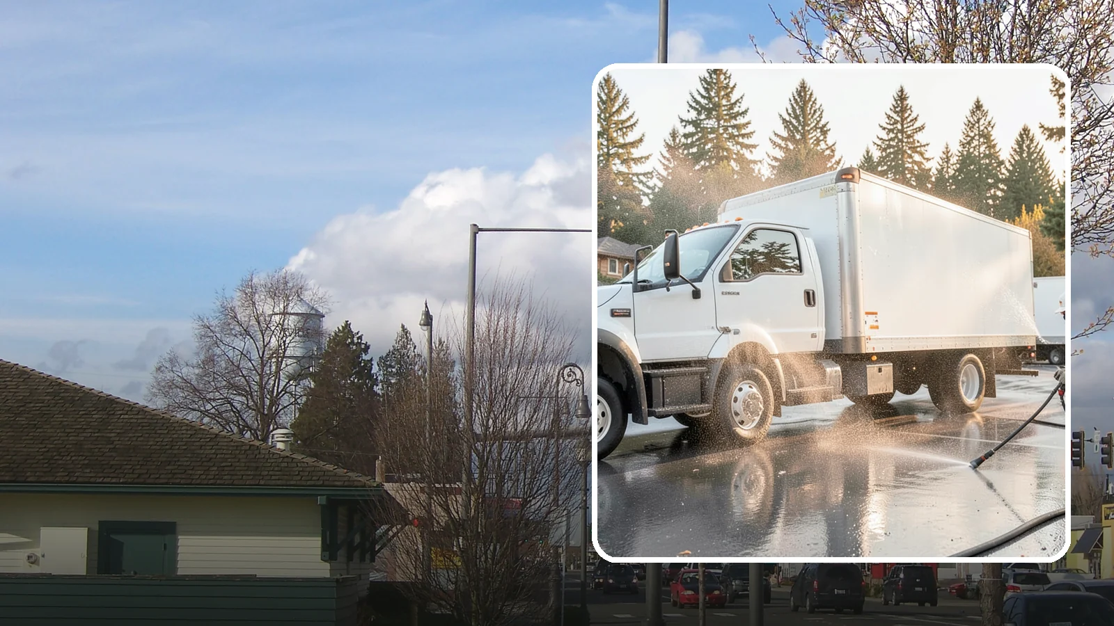 Truck Washing in Marysville, Snohomish County, WA - We wash work trucks and box trucks to strip the mud, road film, and grime that Washington job sites and highways pile on.