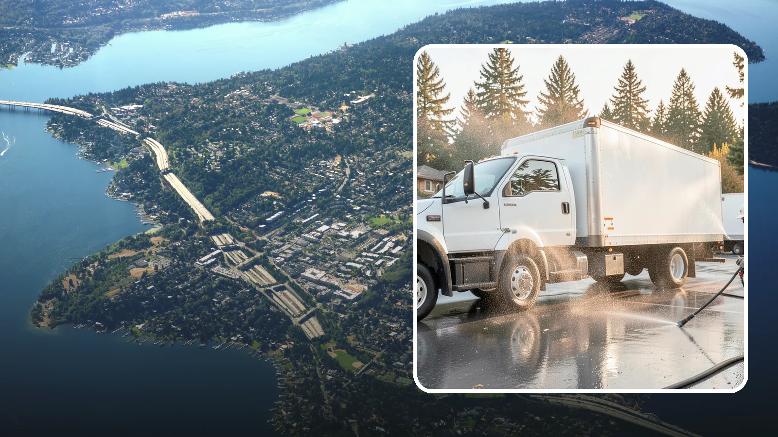 Truck Washing in Mercer Island, King County, WA - We wash work trucks and box trucks to strip the mud, road film, and grime that Washington job sites and highways pile on.