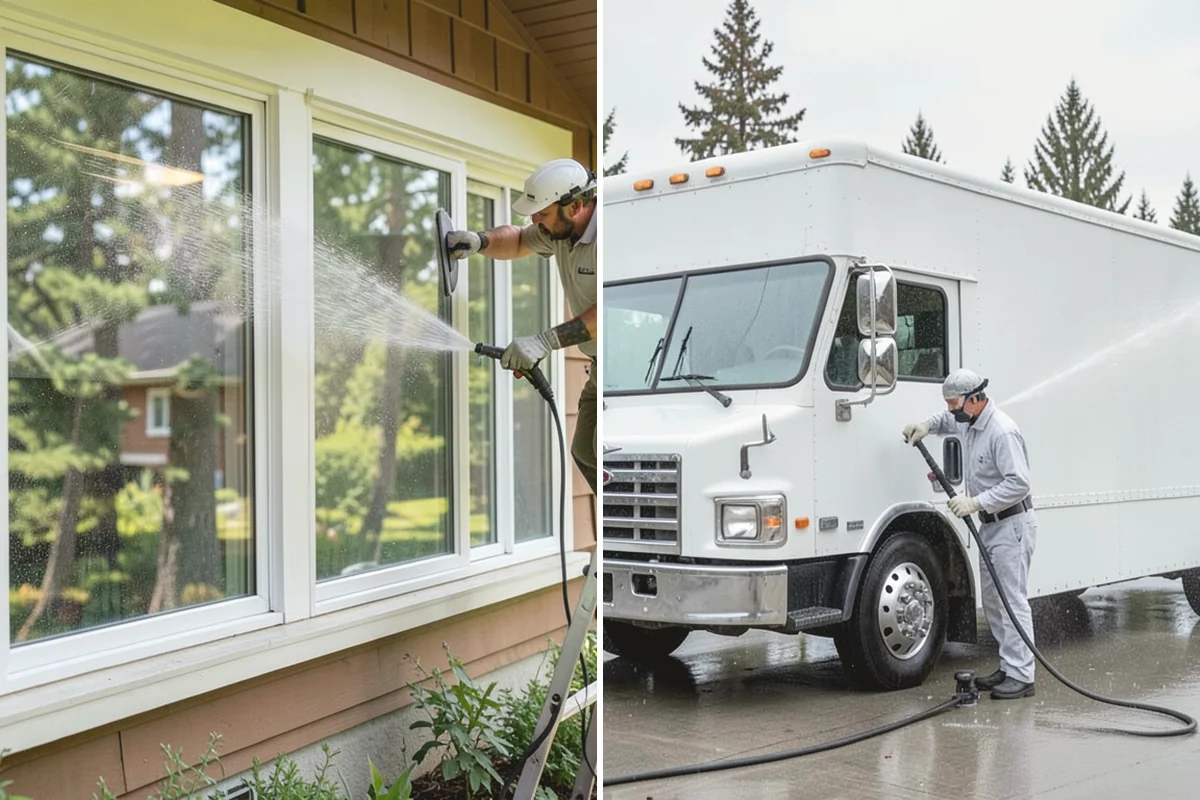 Truck Washing in Mercer Island, King County, WA - Pre-rinse to loosen caked mud and grit