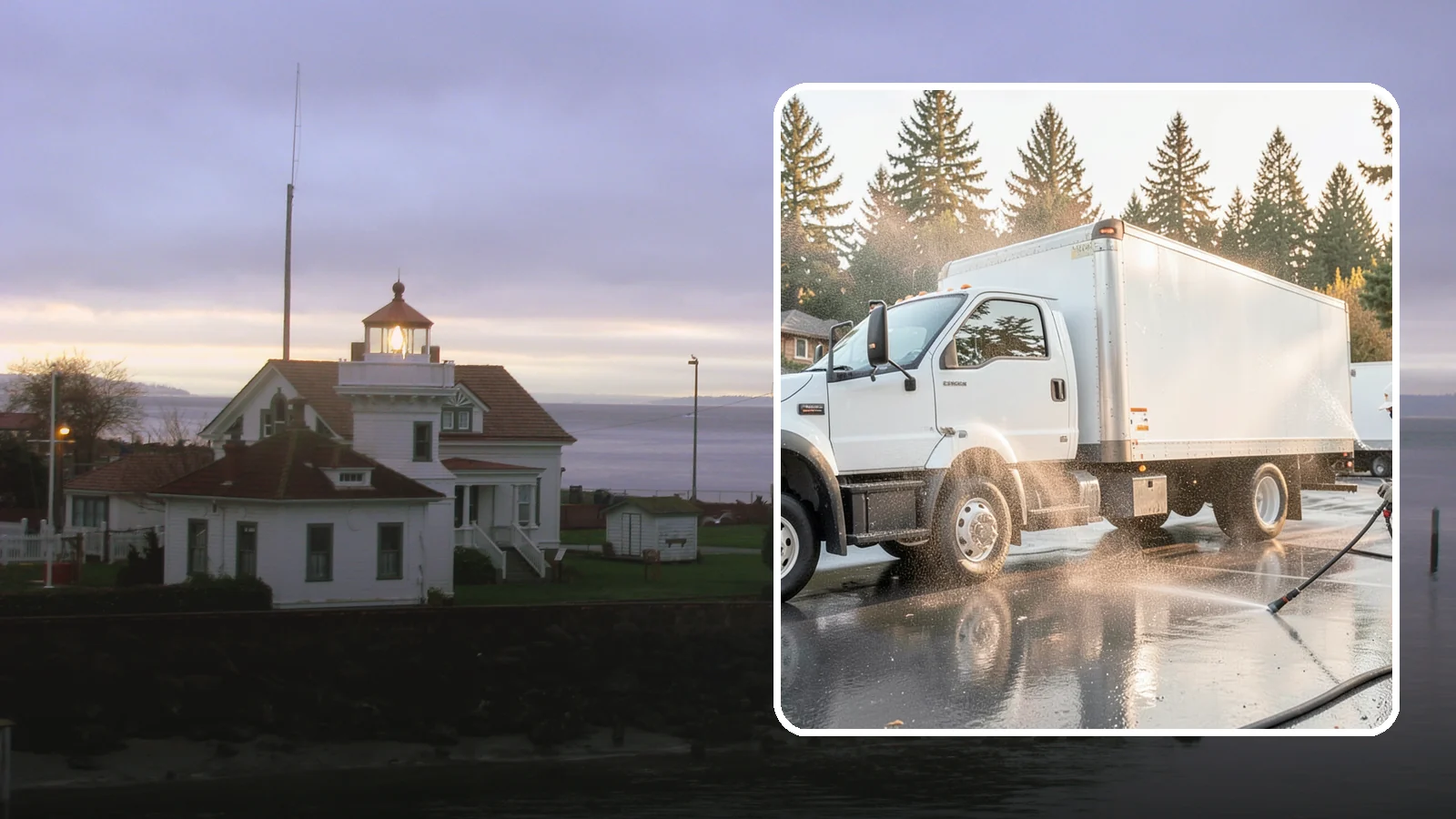 Truck Washing in Mukilteo, Snohomish County, WA - We wash work trucks and box trucks to strip the mud, road film, and grime that Washington job sites and highways pile on.