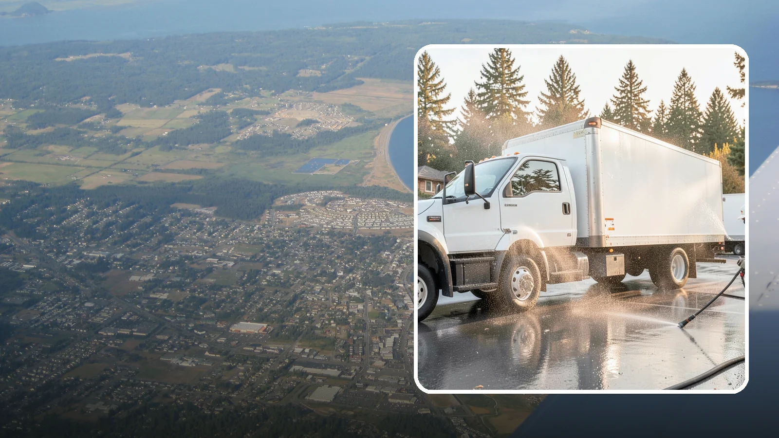 Truck Washing in Oak Harbor, Island County, WA - We wash work trucks and box trucks to strip the mud, road film, and grime that Washington job sites and highways pile on.