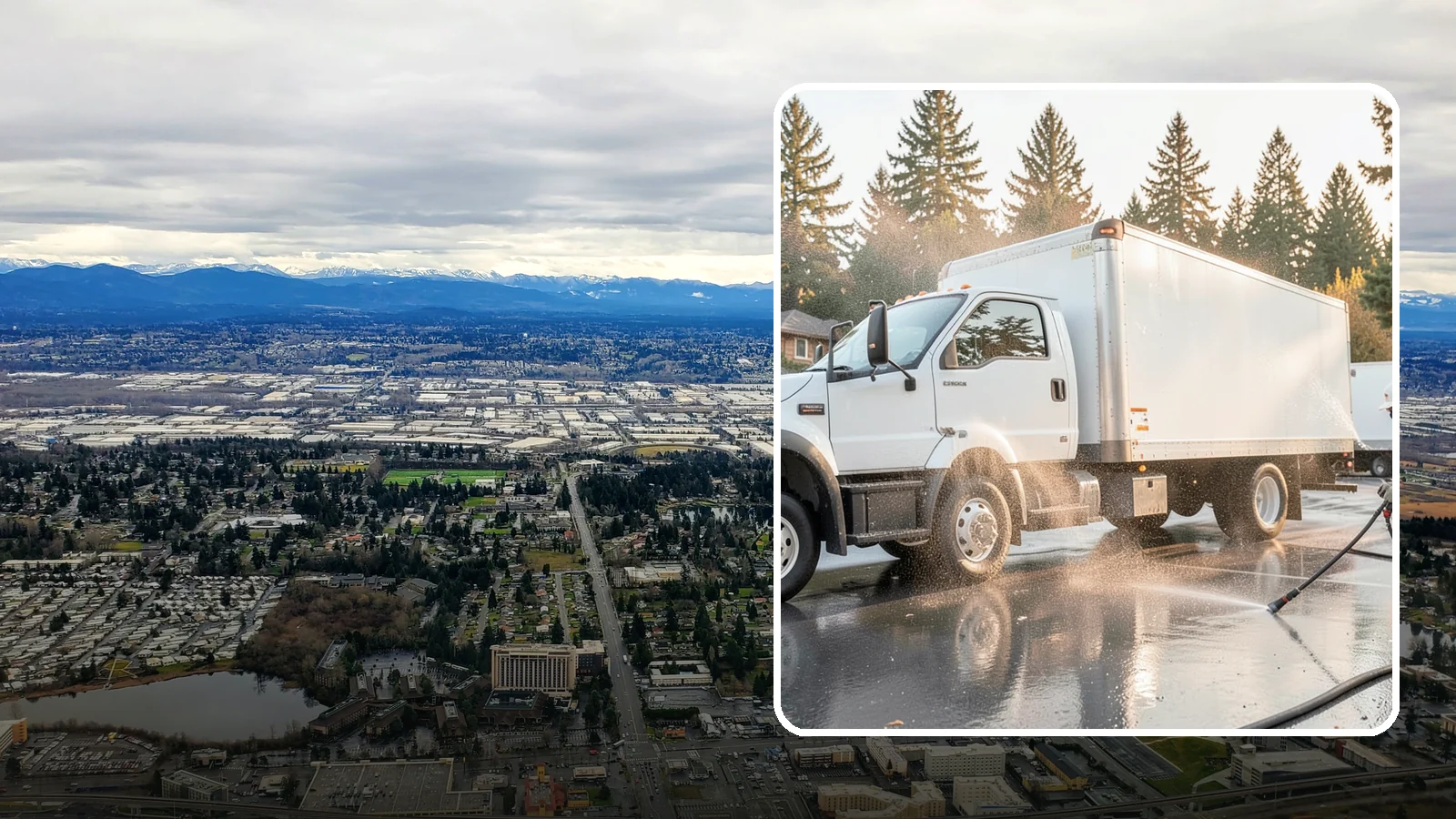 Truck Washing in SeaTac, King County, WA - We wash work trucks and box trucks to strip the mud, road film, and grime that Washington job sites and highways pile on.
