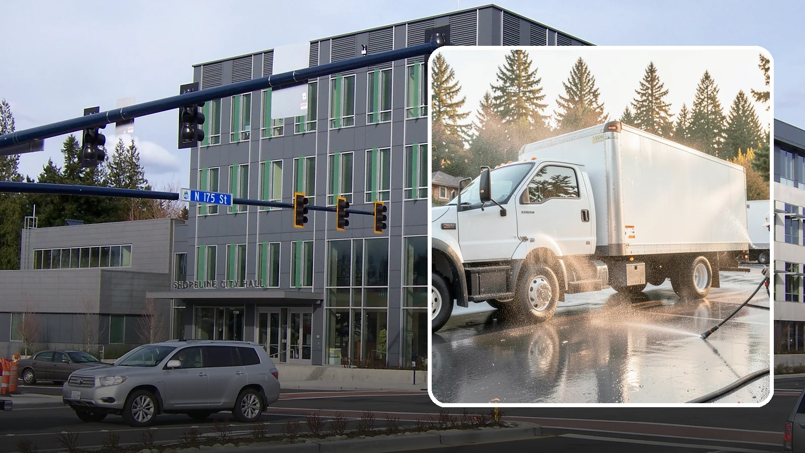 Truck Washing in Shoreline, King County, WA - We wash work trucks and box trucks to strip the mud, road film, and grime that Washington job sites and highways pile on.