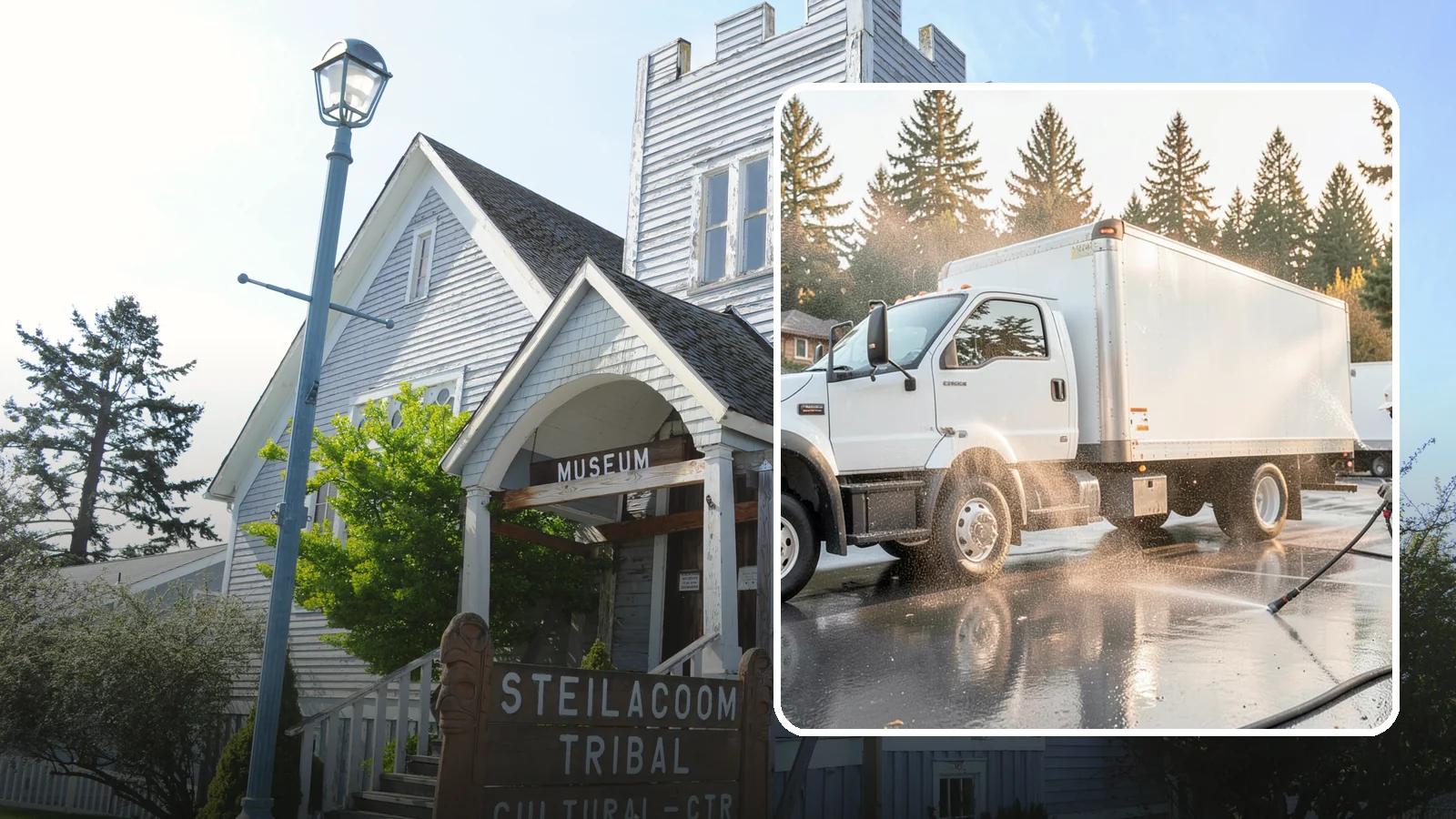 Truck Washing in Steilacoom, Pierce County, WA - We wash work trucks and box trucks to strip the mud, road film, and grime that Washington job sites and highways pile on.