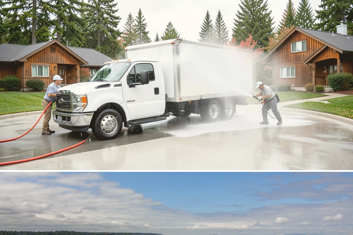 Truck Washing in University Place, Pierce County, WA - Muddy winter and spring conditions call for more frequent truck washes to stay presentable.