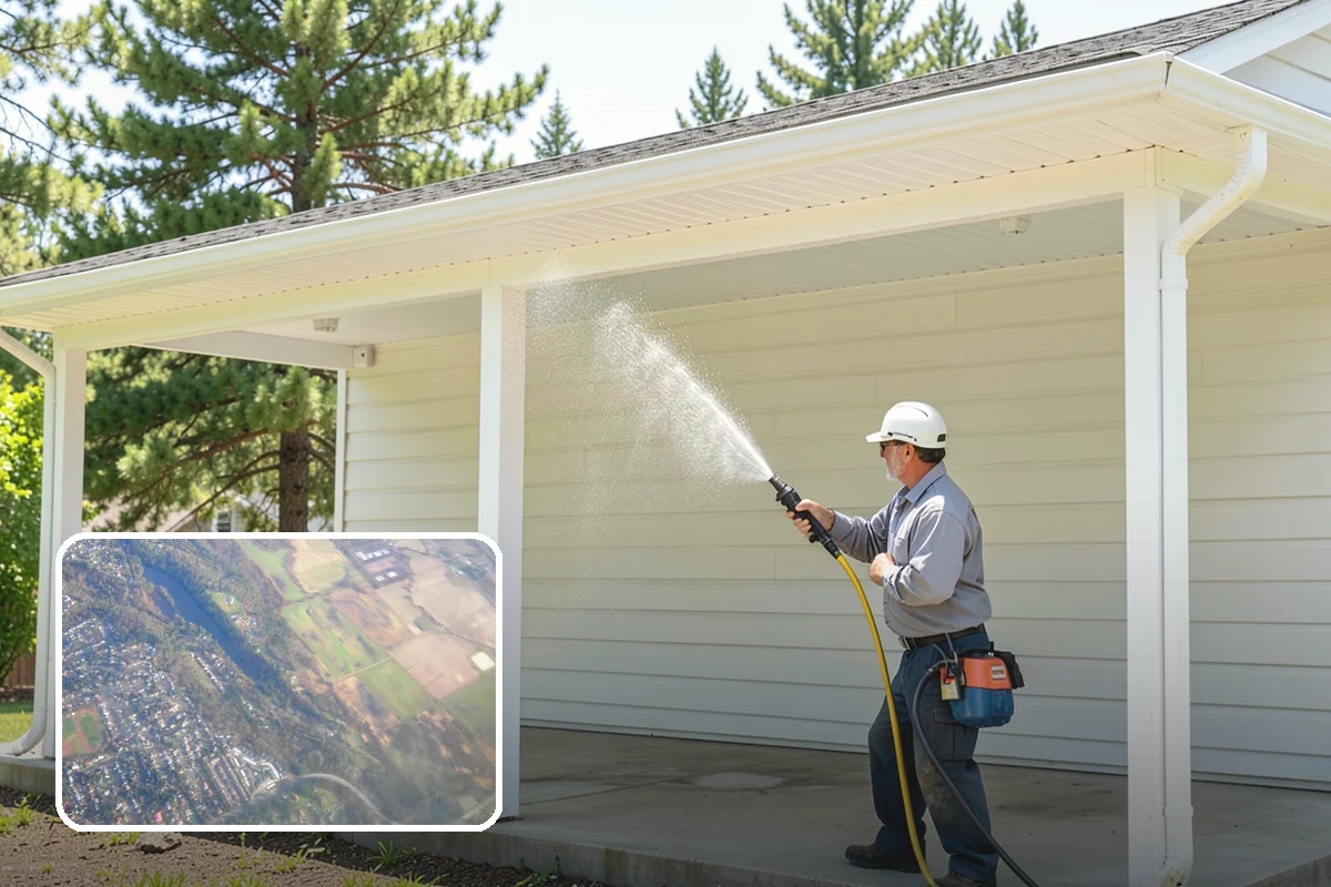 Umbrella Cleaning in Algona, King County, WA - Removes green mold and sap that settle on canopy tops
