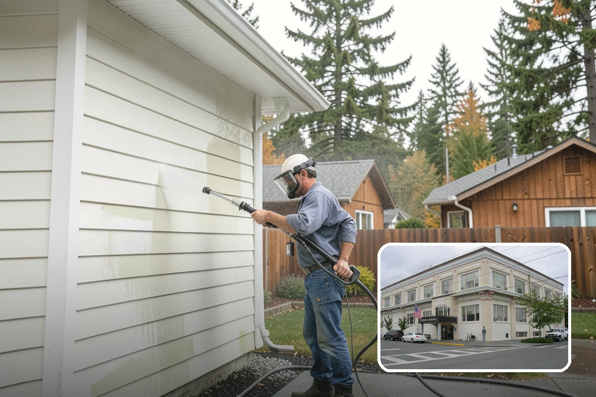 Umbrella Cleaning in Anacortes, Skagit County, WA - Removes green mold and sap that settle on canopy tops