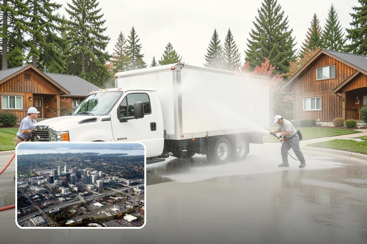Umbrella Cleaning in Bellevue, King County, WA - Removes green mold and sap that settle on canopy tops