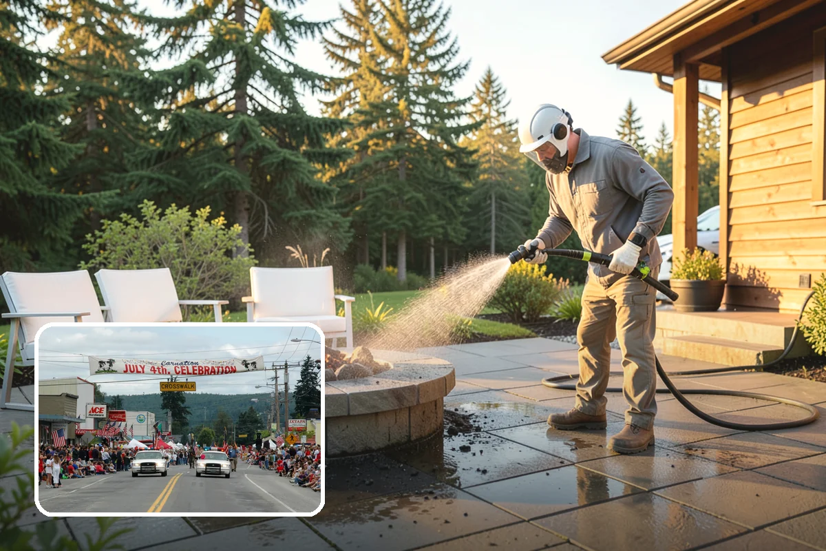 Umbrella Cleaning in Carnation, King County, WA - Removes green mold and sap that settle on canopy tops
