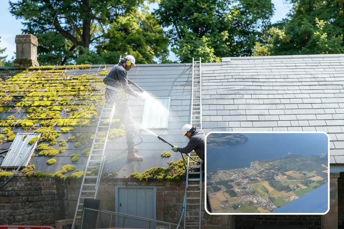 Umbrella Cleaning in Coupeville, Island County, WA - Removes green mold and sap that settle on canopy tops
