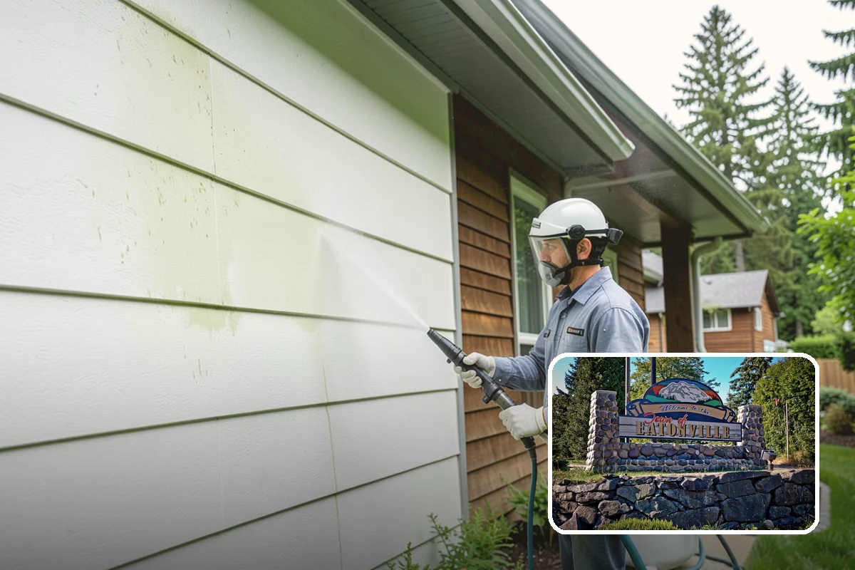 Umbrella Cleaning in Eatonville, Pierce County, WA - Removes green mold and sap that settle on canopy tops