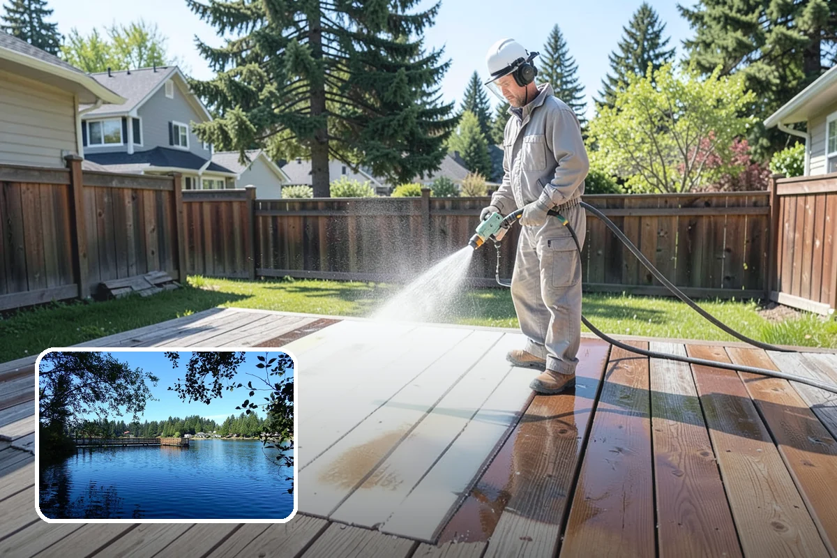 Umbrella Cleaning in Federal Way, King County, WA - Removes green mold and sap that settle on canopy tops