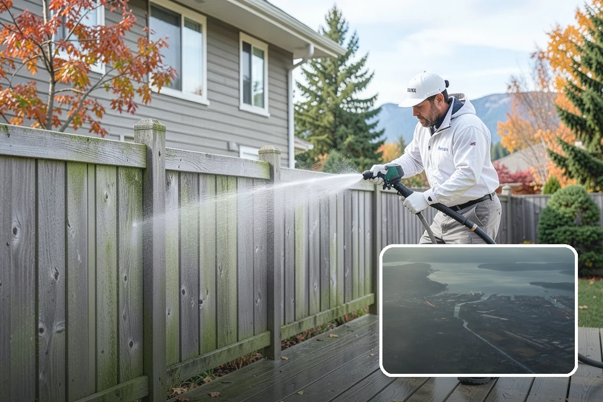Umbrella Cleaning in Fife, Pierce County, WA - Removes green mold and sap that settle on canopy tops
