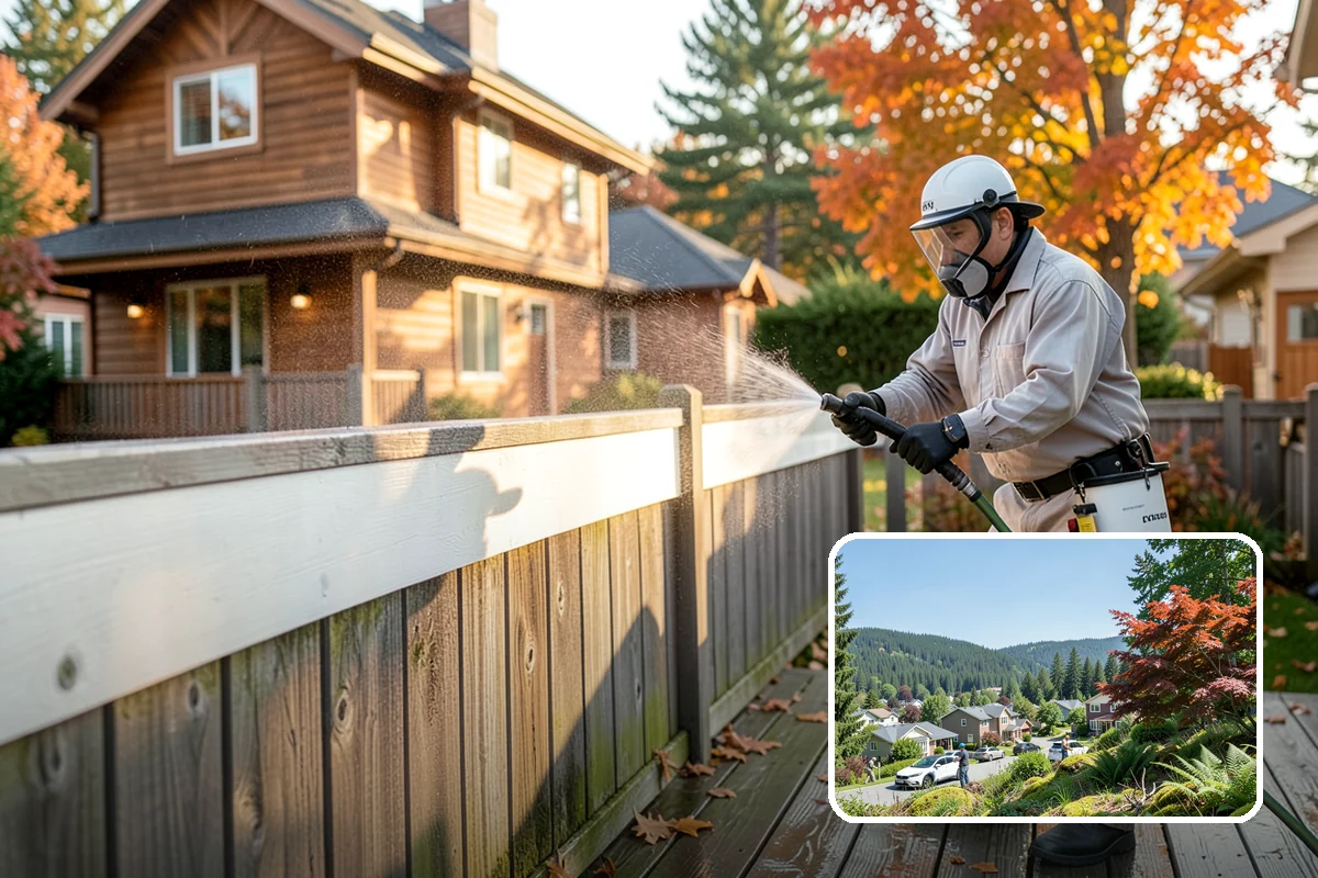 Umbrella Cleaning in Index, Snohomish County, WA - Removes green mold and sap that settle on canopy tops