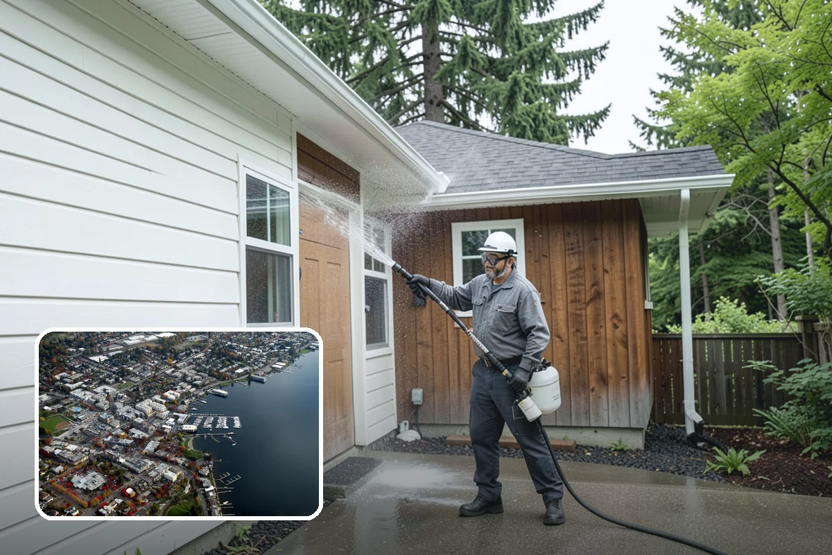 Umbrella Cleaning in Kirkland, King County, WA - Removes green mold and sap that settle on canopy tops