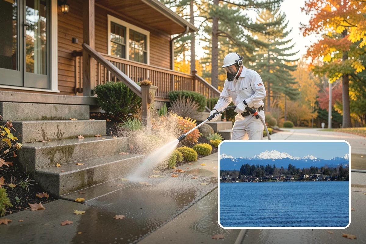 Umbrella Cleaning in Lake Stevens, Snohomish County, WA - Removes green mold and sap that settle on canopy tops