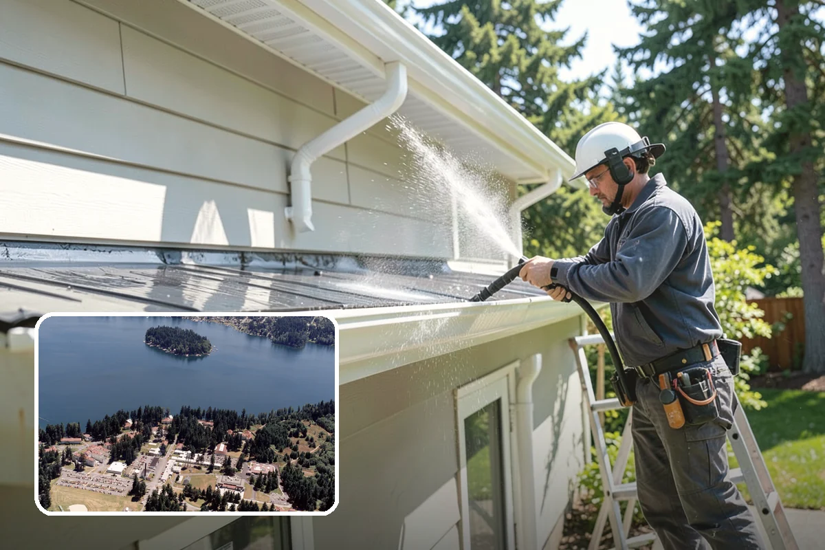Umbrella Cleaning in Lakewood, Pierce County, WA - Removes green mold and sap that settle on canopy tops