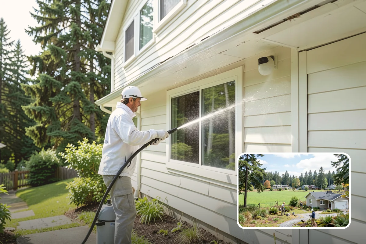 Umbrella Cleaning in Lyman, Skagit County, WA - Removes green mold and sap that settle on canopy tops