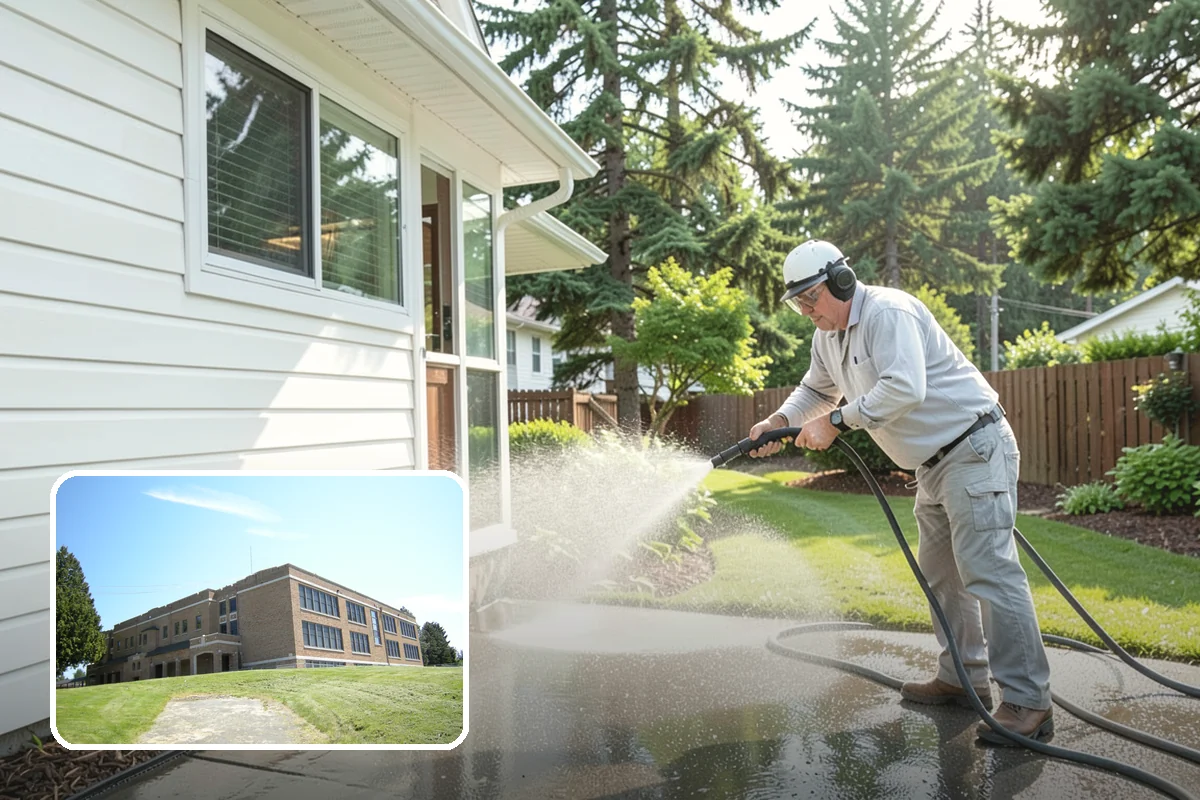 Umbrella Cleaning in Maple Valley, King County, WA - Removes green mold and sap that settle on canopy tops