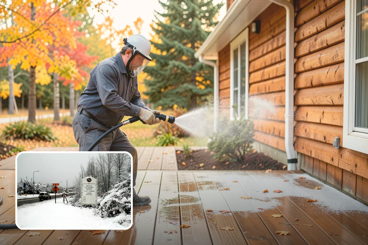 Umbrella Cleaning in Newcastle, King County, WA - Removes green mold and sap that settle on canopy tops