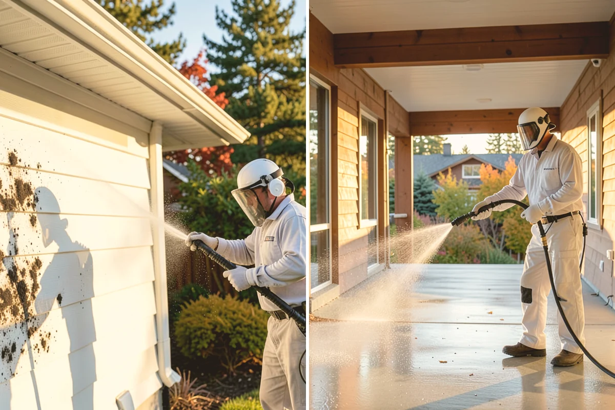 Umbrella Cleaning in Newcastle, King County, WA - Open the umbrella fully and brush off loose debris