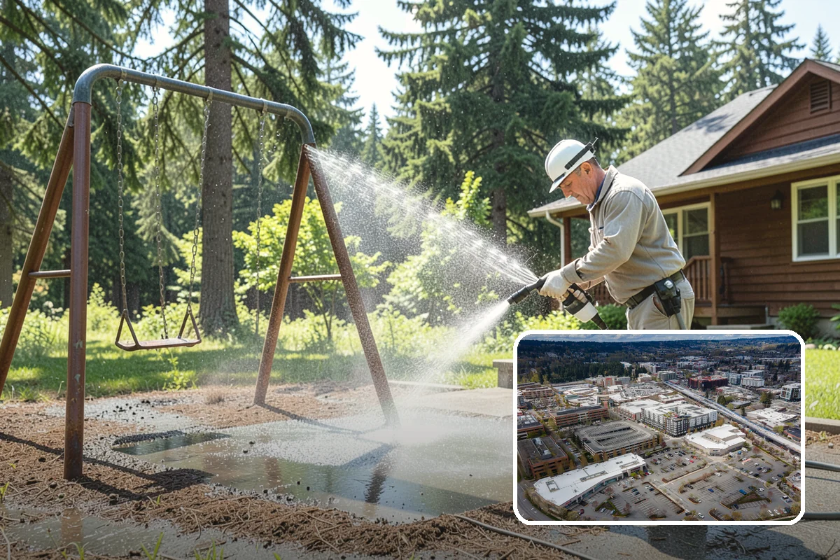 Umbrella Cleaning in Redmond, King County, WA - Removes green mold and sap that settle on canopy tops