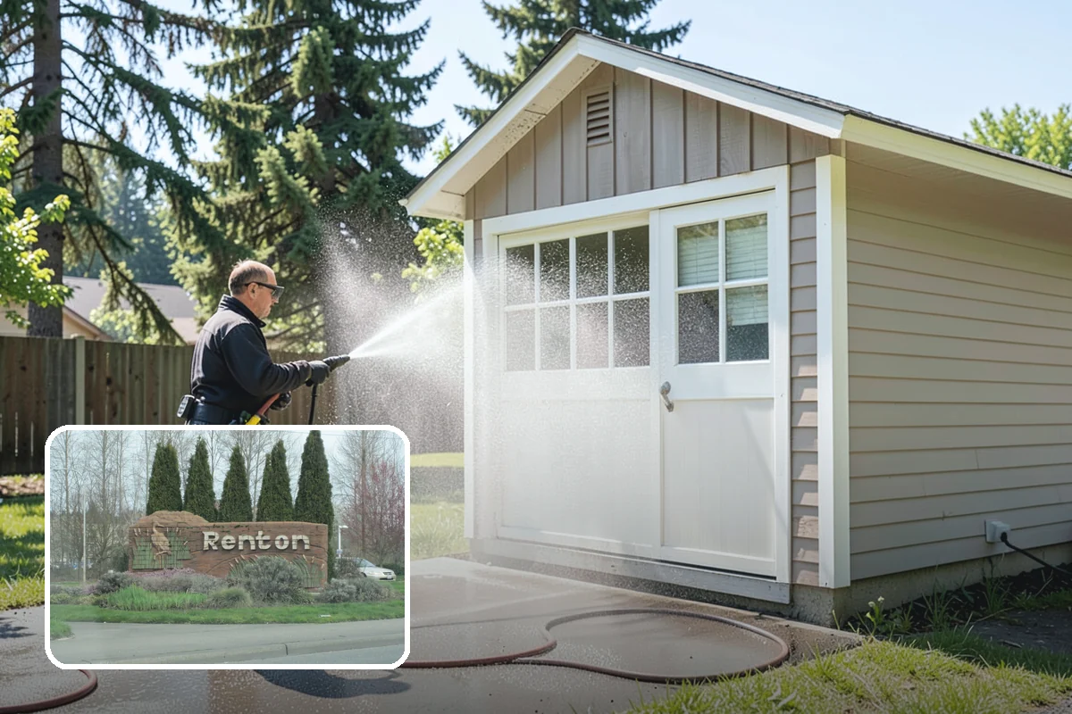 Umbrella Cleaning in Renton, King County, WA - Removes green mold and sap that settle on canopy tops