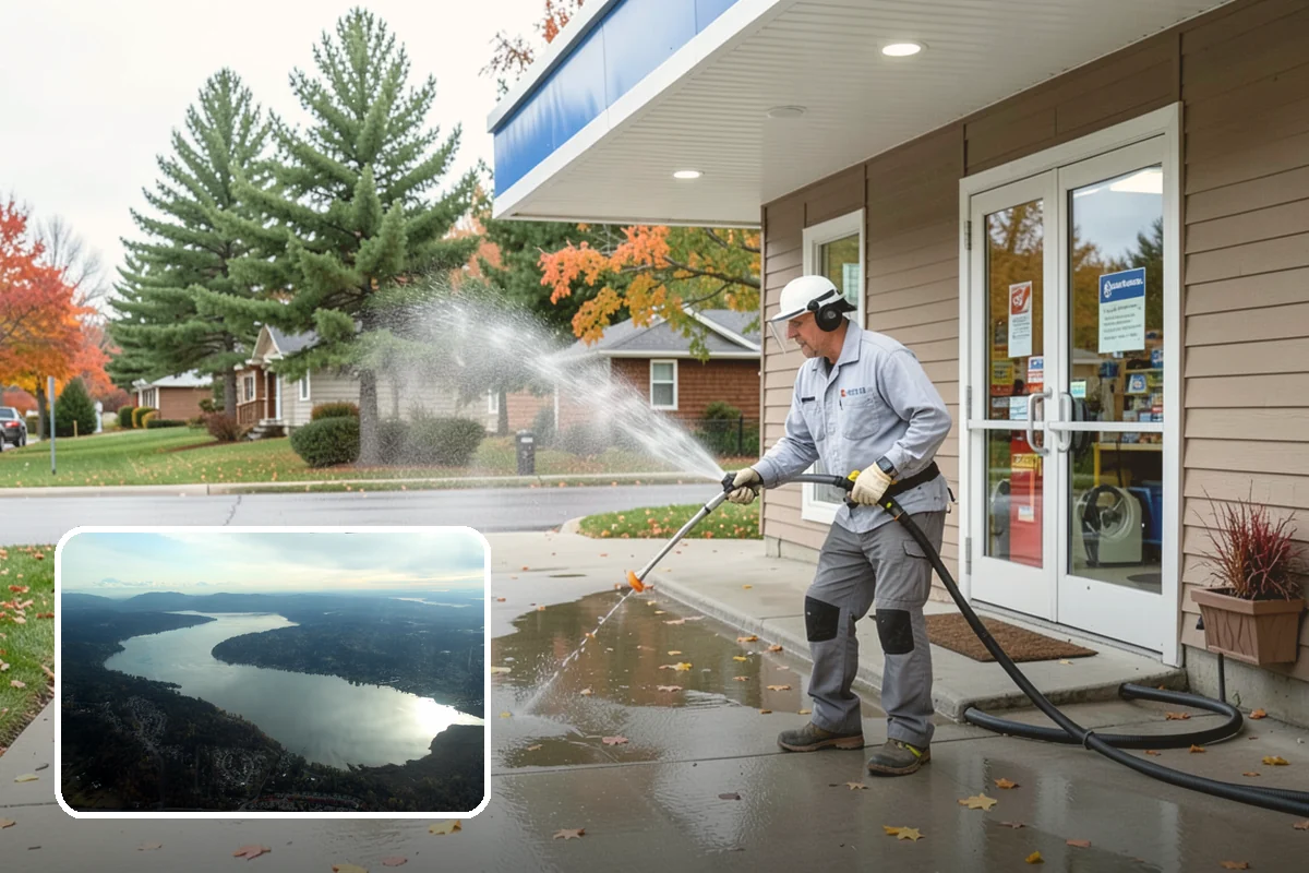 Umbrella Cleaning in Sammamish, King County, WA - Removes green mold and sap that settle on canopy tops