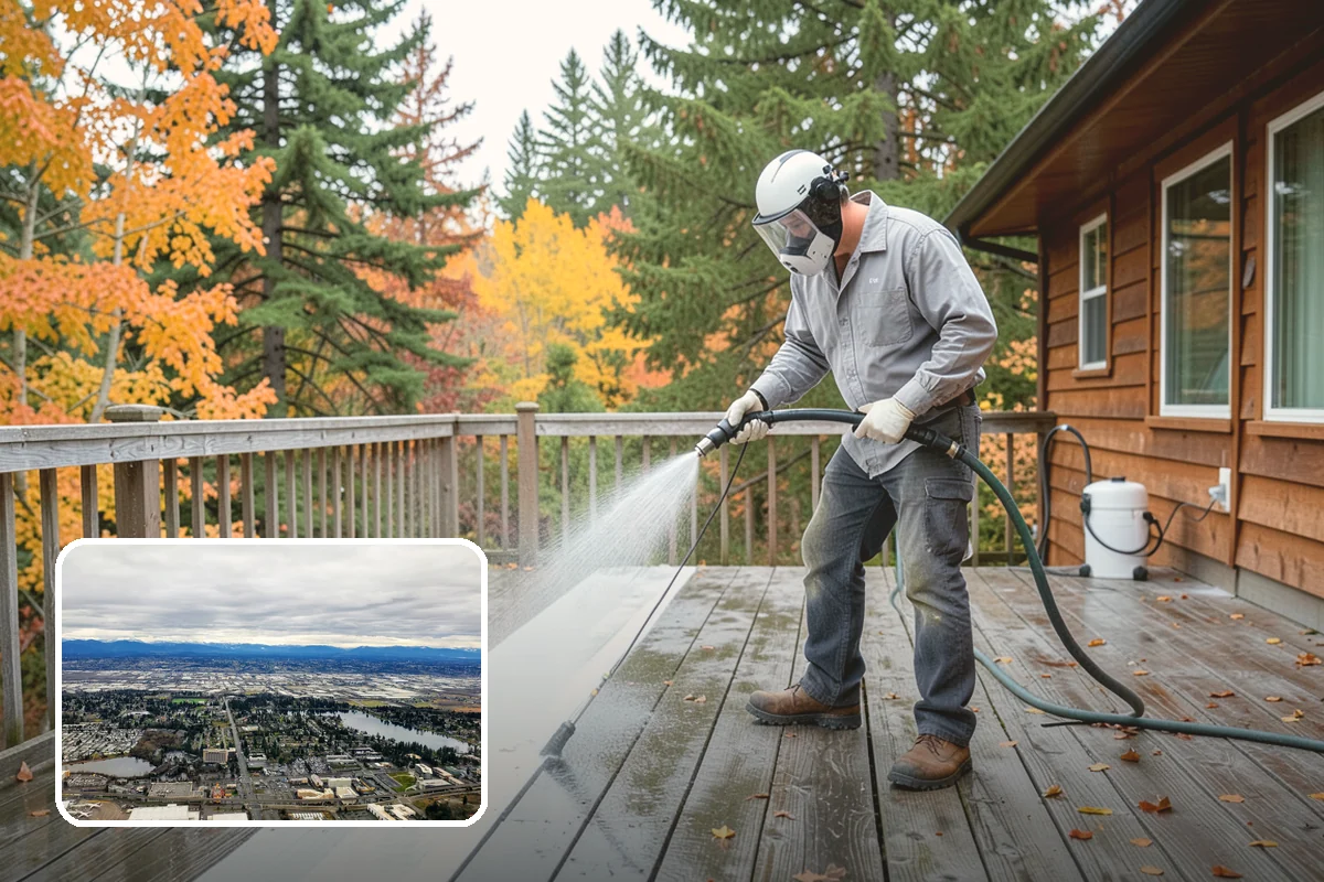 Umbrella Cleaning in SeaTac, King County, WA - Removes green mold and sap that settle on canopy tops