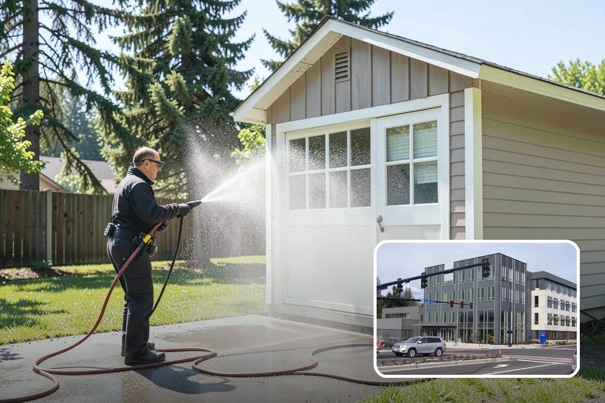 Umbrella Cleaning in Shoreline, King County, WA - Removes green mold and sap that settle on canopy tops